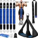 ALongSong Pull Up Assistance Bands with Foot Support Pedal - Upgraded Heavy Duty Resistance Bands Adjustable Weight/Height with 80Lbs Bands&Measured Strap for Strength Training Home Gym