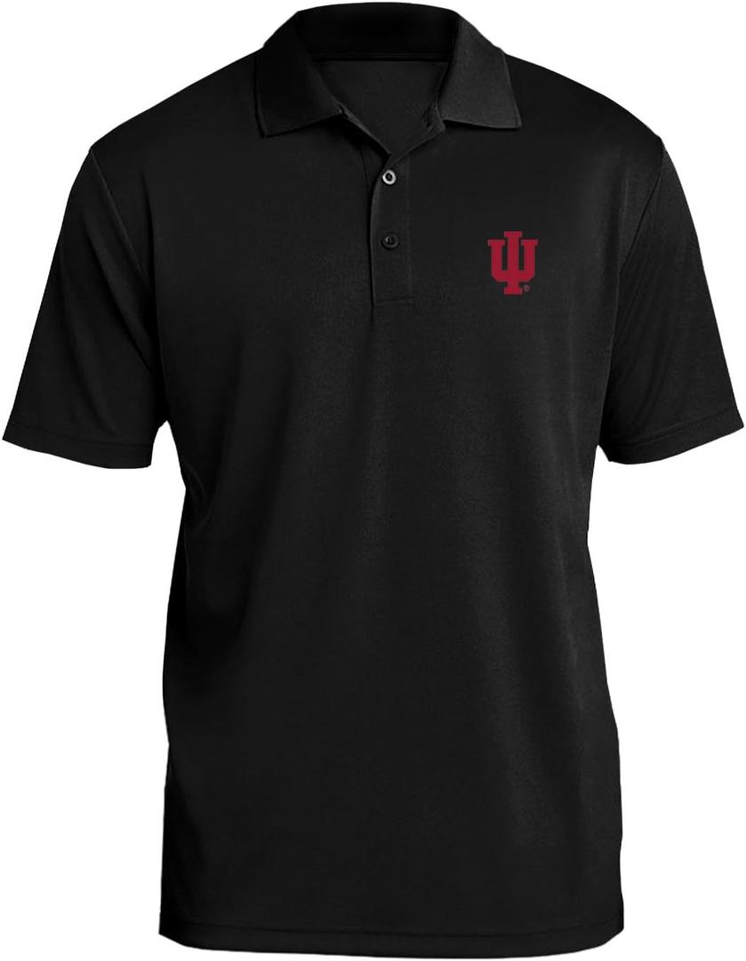 NCAA Primary Logo, Team Color Polo, College, University (Medium, Indiana Hoosiers Black)