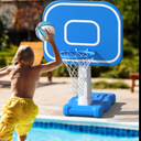 Pool Basketball Hoop, 33"x26"x50" Oversized Pool Toys with Adjustable Height Includes 4 Balls(Size 6, 2×Size 3, Glow)/ Nets/Pump for Poolside Water Basketball Game, Swimming Pool Games for Kids Adults