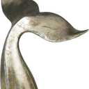 Deco 79 Polystone Whale Decorative Sculpture Home Decor Statue with Copper Distressing, Accent Figurine 14" x 7" x 16", Silver