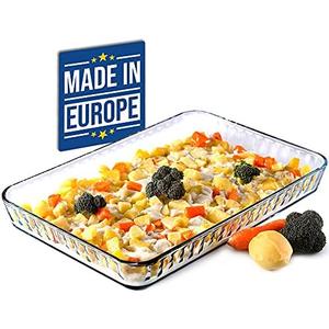 Borosilicate Glass Baking Dish for Oven, Casserole Dish, Heat Resistant Glass Ovenware, 16 in x 11 in Rectangular Baking Tray, 2 inches Height and 4-Quart Capacity Glass Cookware