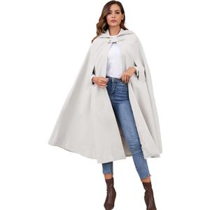 Gihuo Cape Poncho Women's Hooded Maxi Cloak Coat Winter Warm Long Cloak Cosplay Costumes Outerwear (Beige)