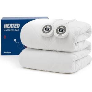 Bedsure Heated Mattress Pad Queen - Bed Warmer with Memory & Preheat Functions, 12-Hour Auto Off & 10 Heat Settings, Dual Controllers, Fast Heating, Brushed Electric Mattress Pad Queen, 60"x80"