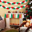 Pasimy Christmas Party Decorations Red Green Honeycomb Garlands Honeycomb Ball Garlands Tassel Banner for Christmas Birthday Wedding Baby Bridal Shower Decorations Supplies Kit