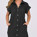 ANRABESS Womens Summer Button Down Shirt Dress Ruffle Short Sleeve Mini Dresses Loose Fit Beach Casual Sundress with Pockets, Size XXL