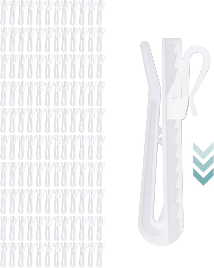 120 Pcs Adjustable Plastic Curtain Hooks, Pinch Pleat Curtain Clips