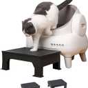 PAKEWAY Cat Ramp for Litter Box  Adjustable Elevated Cat Step for Senior Cats, Kittens & Small Pets  Fits Automatic & High-Sided Litter Boxes  Non-Slip, Easy to Clean Litter Box Ramp (Black)