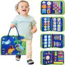 Toddler Busy Board - Montessori Toys for 1-3 Year Old Boy Birthday Gift, Educational Learning Sensory Busy Book for Two Year Old Boys, Kids Ages 2-4 Activities Toy for Airplane Car Travel (Blue)