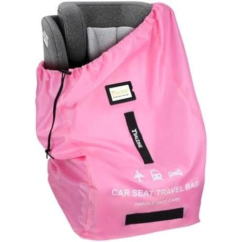 BALEINE Car Seat Travel Bag for Airplane, Water-Resistant Car Seat Bags for Air Travel, Foldable Cover with 3 Handles, Fits Toddler Carseat, Convertible and Booster Seats (Pink)