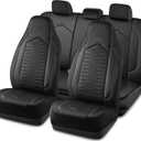 Skechers Memory Foam Car Seat Covers, Leather High Back Seat Covers Quilting Design,Waterproof Sports Car Seat Covers Full Sets,Airbag Compatible, Universal Fit for Most Cars, SUVs,Trucks,Black