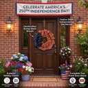 Sggvecsy 23Inch 4th of July Patriotic Day Wreath for Front Door with Grapevine Base America Patriotic Flag Burlap Summer Patriotic Decorations for Independence Day Memorial Day Veterans Day