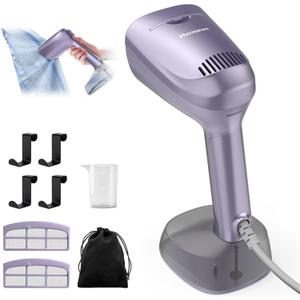 Vacuum Steamer for Clothes, Handheld Travel Garment Steamer with 3500Pa Suction and 400ml Big Capacity, 2-in-1 Steamer  Iron with Large Ceramic Heat Panel, 110v-120v