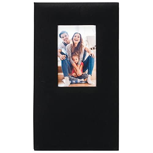 Malden International Designs 3 Up 4x6 Black Fabric Post bound Photo Album Hard Cover 4x6 Front Cover Photo Pocket