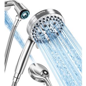 Shower head with handheld - 10 Spray - Filtered Shower Head - Strong Magnetic Holder & Adjustable Bracket-LeakProof Hose & Power Jet Cleaning - Showerhead with filters - Chlorine Removal - Chrome