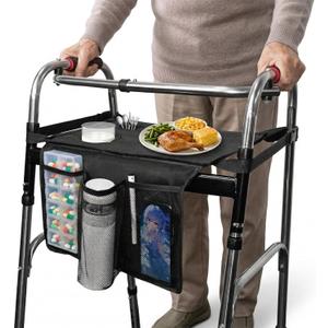 Walker Tray for Folding Walker,Walker Basket Bag,Trays for Walkers for Seniors Detachable with Cup Holder,Walker Trays for Rolling Folding Walker,Walker Accessories for Elderly