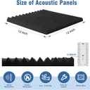50 Pack Sound Proof Foam Panels,12"12"1" Acoustic Foam Panels, High Density Soundproof Wall Panels for Home Office Recoding Studio,With 250PCS Adhesive Stickers (Black, 50 Pack)