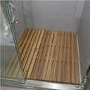 YLLFFLL 20 24 27 30 Waterproof Wooden Bathroom Mat Raised, Teak Non Slip Large Shower Mats for Walk-in Shower for Seniors/Kids, Heavy Duty Portable Bath Floor Mat Indoor Outdoor(20x20in(50.8x50.8cm))
