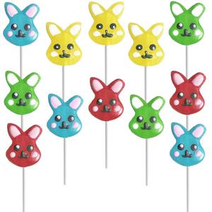 Happy Easter Bunnies Lollipops Suckers, Colorful Easter Eggs, Yellow Rabbit, Orange Carrot Designs Fat-Free, Individually Wrapped Pops (36-Pack) (EXP 01/10/27)