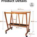 DJAR Art Canvas Storage Rack, Beech Wood Rolling Cart with 4 Caster Wheels, Upgrade