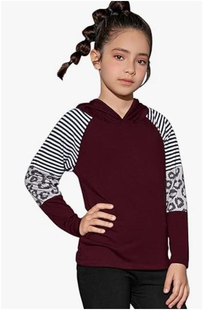 Perfashion Girls Long Sleeve Shirt Hoodie Active Tee Pullover Top with Thumb Hole Workout Running 6-15Years (12-13 Years, Pink Unicorn)