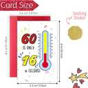 6 x Funny 60th Birthday Card for Women Men, – “60 Is Only 16 in Celsius” Hilarious Milestone Age Card Gifts for Him Her, Cool 60 Years Old Bday Decorations for Dad Mom Grandpa Grandma, 8x5.3 inches