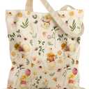 Canvas Tote Bag for Women  Aesthetic Canvas Bag with Zipper Cute Stylish Reusable Shoulder Totes for Shopping Work Daily Vacation, Floral Weini