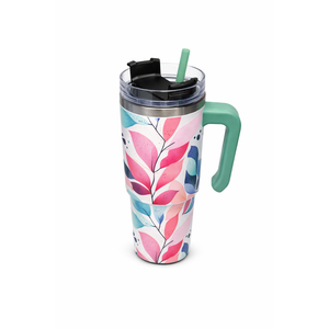 Spring Flowers Art Light Color Vacuum Insulated Tumbler with Lid 40 oz Water Bottle Reusable Coffee Travel Mug Spill Proof Leak Proof for Water, Iced Tea or Coffee 