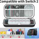HEYSTOP Carrying Case for Nintendo Switch 2 2025, Portable Switch Travel Bag with More Space, Protective Case Compatible with Nintendo Switch 2 Accessories, black