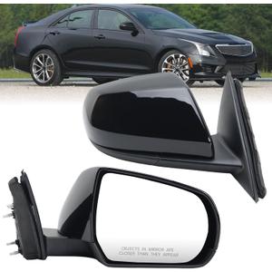 Right Passenger Side Mirror Compatible with 2013 Cadillac ATS Right Side Rear Door Mirror with Heated Manual Folding Power Glass w/o Signal Light w/o Puddle Lamp Black GM1321550 22835036, R-5 Pins