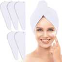 TENSTARS 5 Pack Thicken Microfiber Hair Towel Wrap for Women - Elastic Loop Design - 320GSM Coral Velvet - Quick Dry Hair Turban - 11x28 Inch (White)