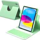 YBING Keyboard Case for iPad 10th Gen 10.9 inch(2022) & 11th Gen(A16, 2025), 7-Color Backlit Detachable Keypad & Rotatable Magnetic Case with Pencil Holder (Green)