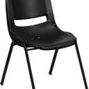 Flash Furniture HERCULES Series 440 lb. Capacity Kid's Black Ergonomic Shell Stack Chair with Black Frame and 12" Seat Height (17"D x 13.88"W x 22"H), Set of 1, Pack of 1