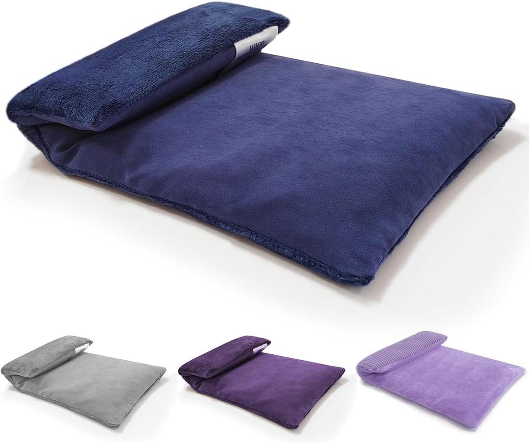 Microwavable Heating Pad with Washable Cover 13x7 Inch Flaxseed Microwave Hot Pack, Lavender Scent, Moist Warm Compress for Relaxation, Non-Electric & Portable (Blue)