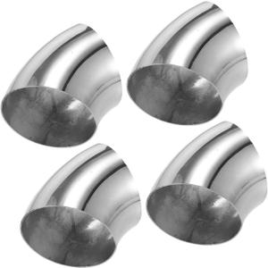 4 Pcs OD 3.5 Inch 45 Degree SS304 Stainless Steel Bend Tube Exhaust Elbow Pipe for Car Modified Exhaust System 3.5" Piping Silver Tone Auto Replacement Parts