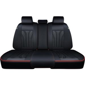 FLORICH Rear Seat Covers Leather Car Seat Covers Waterproof Back Seat Cover Automotive Seat Covers Universal Seat Cushion Protector for Most Cars Trucks SUV-Black&Red Line