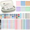 135 Pcs Book Annotation Kit Aesthetic Pencil Case Bag 12 Highlighter 11 Gel Pen 1 Marker 300 Sheet Transparent Sticky Notes Pad 2640 Index Stickers Bible Study Supplies(Classic,Light Green)