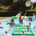 Hollowfly Inflatable Tic Tac Toe Pool Toys Set, 56 x 54 Inch Floating Pool Party Toy with 10 Balls and Pump, Giant Football Floats for Adults Summer Beach Backyard Water Games Themed Floats