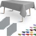 FULDGAENR Silver Plastic Tablecloth, Disposable Silver Table Cloths Plastic 54x108 Inch Size for 6-8 Foot Rectangle Table Indoor/Outdoor Parties Birthdays Weddings Anniversary - 1 Pack