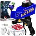 LE LEMATEC Sand Blaster Gun Kit for Air Compressor, Portable Abrasive Media Blaster for Cleaning, Paint & Rust Removal, Works with Aluminum, Sand, Walnut, & Soda, Ideal for Metal & Wood, AS118 Blue