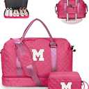 Vogewood Graduation Gifts, Weekender Bags for Women, Initial Gifts Girls Bag, Sports Gym bag for Girl Teens, Travel Overnight Sleepover Bag, Tween Girls Gift for Kids hot pink