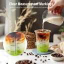 100 Pack - 16 oz Ratio Lines Iced Coffee Cups with Lids & Straws No Guessing for Consistent Drinks, Disposable Clear Plastic Cups with Lids and Straws for Coffee, Smoothies, Juice, Parties Food Safe (EXP 02/22/29)