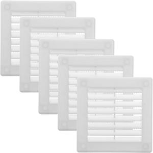 Vent Systems 3" x 3" Inch (Opening Dimensions) - Pack of 5 - Plastic White Soffit Vent Cover - Flat Square Air Vent Grille - Air Vent Deflector - HVAC 4" x 4" Inch (Overall Dimensions)