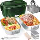 Geveniss Electric Lunch Box for Men, Women & Adults  80W Fast Heating  Heated Lunch Box with Dual 1.5L SS Containers  Portable Food Warmer for Car, Truck, OfficeGN