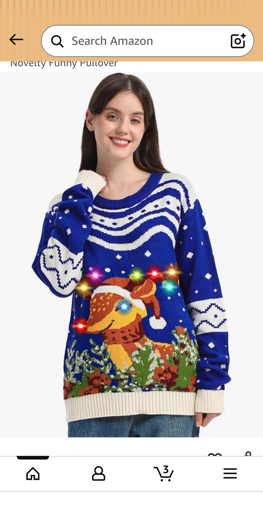 MGparty Ugly Christmas Sweater for Women 2025 Christmas Cute Light Up Sweaters Holiday Party Novelty Funny Pullover, M