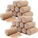 24 Rolls Self Adhesive Bandage Wrap, Vet Wrap 4 Inch for Horses Dogs Wounds Care Dressings, Elastic Self Stick Cohesive Bandage Wrap, Wrist, Sports, Ankle Tape Leg Wraps (Brown)