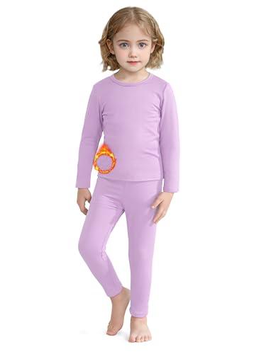 VZV 4T Toddler Thermal Set Thermal Underwear for Kids Fleece Lined Toddler Base Layer Long Johns for Kids Boys Girls Purple
