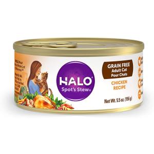 Halo Grain Free Soft Pate, Adult Cat Wet Food, Chicken in Broth Recipe, 5.5 oz, Case of 12, BBD 04/13/2029