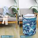 Laundry Basket Abstract Ocean Waves Collapsible Laundry Hamper with Handles Clothes Storage Bin for Household Bedroom Bathroom College Dorms