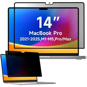 Mamol Privacy Screen for MacBook Pro 14 Inch (2021-2025, M1, M2, M3, M4, M5), MagicSuction Removable Vacuum Adsorption Anti Spy,Anti Glare Anti Blue Light Filter for Mac Laptop Computer