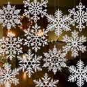 24 Pcs 11.8'' Large Snowflake Decorations  Giant Hanging Snowflakes, Plastic Snowflakes for Indoor & Outdoor Christmas Decor, Porch & Tree Decorations (White)
